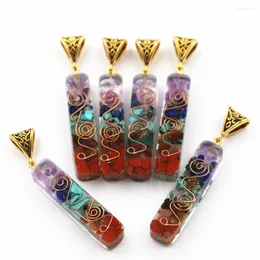 Pendant Necklaces Seven Chakra Natural Quartz Stone Crushed Necklace 7 Radial Pendulum Crystal Power Amulet