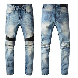 Luxurys Designers Jeans Frouthed France Fashion Pierre Straight Men's Biker Hole Stretch Denim CasuareMen Skiny Pants Elasticity Male Ripp