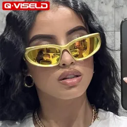 Sunglasses QVISELD Y2K Fashion Goggle Women 2022 Designer Sun Glasses Men Steampunk Vintage Retro Shades For