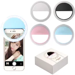 Portabel LED Selfie Ring Light Mobile Fill Lamp Beauty Flash Lens Glowing Clip Light för Samsung Xiaomi Huawei
