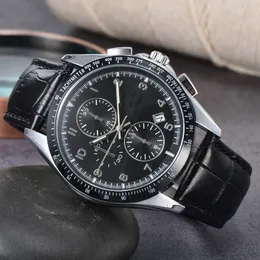 2023 New Six needles Quartz wristwatch Black Dial Multifunctional Fashion Business Sports Calendar leather Strap Men Watch