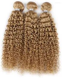 Bulli per capelli umani #27 miele bionda piega curly 7a bundle brasiliani tessitura estensioni di trama cabelo tissage umano besilien