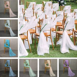 Party Sashes romantyczne ogrodowe krzesło ślubne okładka tylna szarfia
