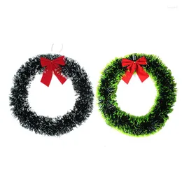 Decorative Flowers 30cm 35cm Christmas Wreath Green Dark Vine Ring Door Hanging Decoration Year Party Supplies