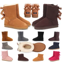 Stiefel Schneestiefel Plateauschuhe Designer Classic Bow Damen Dune Buckle Australia Booties Damen Chestnut Snow Half Knee Short Winter Warm halten