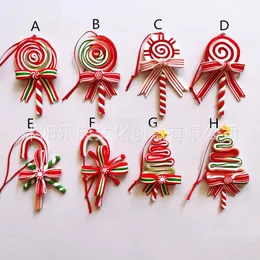 Christmas Tree Decoration Ornament Simulated Soft Clay Lollipop Red White Candy Cane Tree Pendants Xmas 2023 Decor For Home