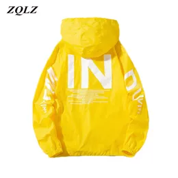 Jackets femininos ZQLZ 2022 Women Windbreaker Jacket Women Fashion Print Letter Jackets capuzes casuais jaquetas básicas de tamanho grande 4xl 5xl revestimentos femininos T2221008