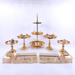 Festive Supplies 8-16 PC Crystal Metal Wedding Multi-Layer Cake Stand Rack Set Festival Party Display Tray
