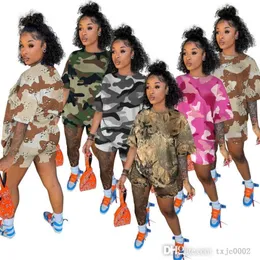 Summer Women Short Pants Outfit Tracksuits Camouflage Printed Crop Top T Shirt and Shorts Matching Casual Two Piece Set