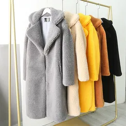 Women coat thanksgiving gift Winter Outdoor warmth Faux Fox Fur Lapel multicolor medium and long jacket leisure fashion Casual street long sleeves jackets size S-8XL