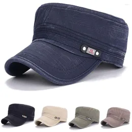 Berets Fashion Unisex Casual Cotton Soldier Denim Hat Visor Solid Flat Cap Sun Breathable Washable Protection Outdoor