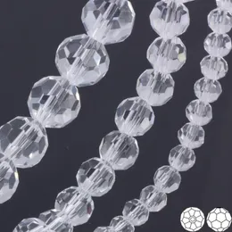 Beads OlingArt 3/4/6/8/10/12mm Round Glass Rondelle Austria 32 Faceted Crystal Clear Color Loose Bead DIY Jewelry Making