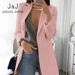 Women's Jackets Jocoo Jolee Office Lady Blazer Autumn Casual Shoulder pads Slim Suit Jacket European Work OL Blazer Oversized Coat Outwear T221008