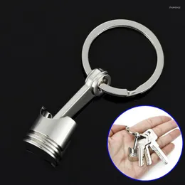 Keychains Auto Car Part Silver Metal Piston Key Ring Chain Keyring Keychain KeyFob Pendant