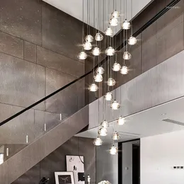 Pendant Lamps Crystal Chandelier K9 Led Modern Stairs Pendent Ceiling Lights For Living Room Hanging Restaurant Lustre