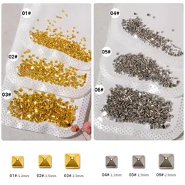 Dekoracje grafiki paznokci 500 3D metalowe nity uroki złote/srebrne kolory stołki 0,8-2mm dekoracja 1 paczka