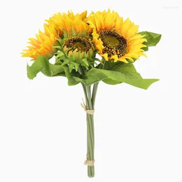 Fiori Decorativi 1 Mazzo 7 Teste Di Seta Di Girasole Fiore Artificiale Di Tocco Reale Per La Decorazione Domestica Di Nozze Finestra Del Tavolo Del Salone Del Partito