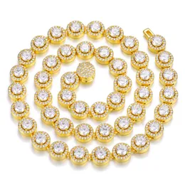 10 мм 16-24-дюймовый балнг круглый CZ Link Chain Collese Mens Women White Yellow Gold Chain