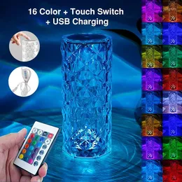 Tischlampen 16 Farbe RGB Kristall Schreibtischlampe Nachtlicht USB Touch Romantische LED für Zimmer Abendessen Kreative Lichter Dekoration