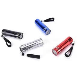 Новизные изделия 4 цвета Mini Portables UV Electric Torch Ultra Violet 9 Светодиодный фонарик Taluminium фонарик