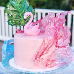 Festive Supplies Cute Pink Flamingo Toy Cake Decoration Acrylic Topper For Birthday Wedding Party Decor Hawaii Kids Girl Favor