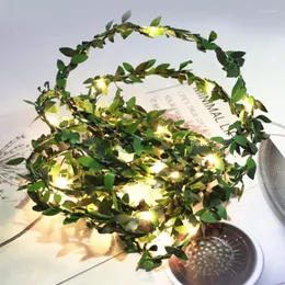 Strängar Tiny Leaf Curtain LED String Lights Christmas Fairy Garland Outdoor Home For Wedding/Party/Garden Diy Decoration Battery Batteri