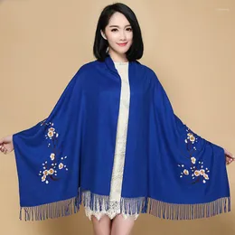 Bufandas chal de gran tamaño para mujeres bordes bordados chinos bufanda damas etinc stying pashmina cachemira calientes espesas schal