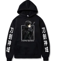 Herrtröjor tröjor anime hoodie svärd konst online tröjor toppar långa ärmar varma unisex vinter g221008