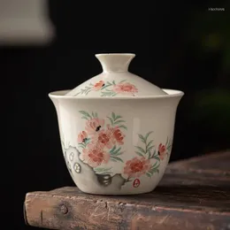 Muggar retro stil gräs trä ask keramik tre-kappar tunt däck tekoppar inte för att göra te med kopp stor dricka