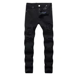 Erkek kot pantolon sıkıntılı yırtık skinny jean ince motosiklet moto bisikletçisi nedensel erkekler denim pantolon hip hop menjeansyoah