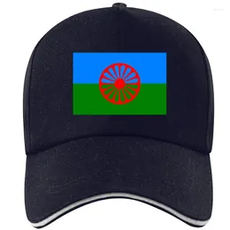 Ball Caps Gypsy Flag Baseball Cap Men Men Trucker Hats Modna Regulowana DIY Cyganie Bohemia Hat Dostosuj nazwisko Romoni People