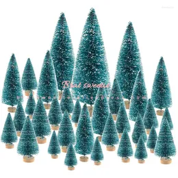Julekorationer Vitt guldgr￶n Sisal Fiber Mini Tree Snow Frost Pine Model Toy Diy Craft Desktop Decoration Ornaments