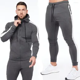 Herrsp￥rar avslappnade sportkl￤der kostym m￤n hoodies byxor 2 st. Set bomull tr￶ja tr￶ja tr￶jor manlig gym fitness h￶st joggers mager