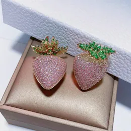 Orecchini per borchie Bilincolor Luxury Big Cubic Zirconia Pink Strawberry Earrings for Women