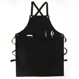 Aprons Unisex Elegant Classic Black Canvas Apron Adjustable Straps Anti-Dirty And Waterproof Household Florist Restaurant Bookstore