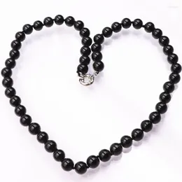 Choker Round Beads Strand Short Chain Necklace For Women Black 8 10 12mm Baking Paint Glass Lacquer Beaded Necklaces Jewelry 18" A576