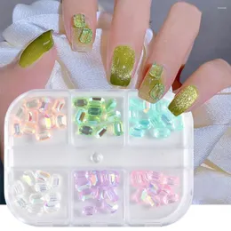 Decorazioni per nail art 6 griglie Aurora Square Strass Charm 3D Crystal Flatback Shiny Strass Stone Decorazione fai da te Fornitura di gioielli SA205