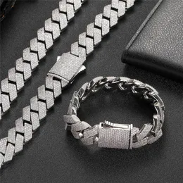 Halskette, Moissanit-Kette, 925er-Silber, Armband, 19 mm breit, Eisblumenkette, Miami, kubanische Kette, Halskette für Männer, Hip-Hop-Schmuck