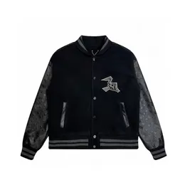 Jaquetas de grife masculinas embriodery marca palhaços pretos manga pu gola de beisebol streetwear costurado lã hip hop varsity outerwear feminino tops casaco bomber unissex