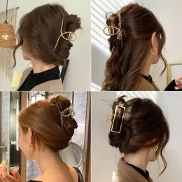 2022 nuove donne eleganti oro argento cava geometrica metallo artiglio dei capelli fermagli per capelli vintage fascia tornante accessori moda 10 pz/