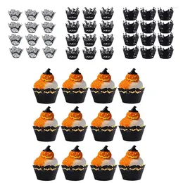 Festive Supplies 12PCS Halloween Decoration Cupcake Wrapper Cup Muffins Horror Pumpkin Witch Bat Cake Toppers For Home Party Decor