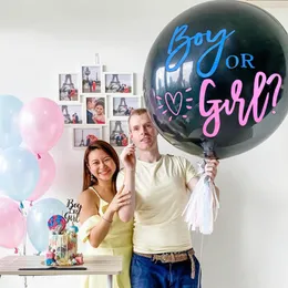 Outros suprimentos de festa festiva 1 conjunto menino gigante ou gênero revelam o balão de balão de látex preto Confetti Ballons Decoração de aniversário 221010