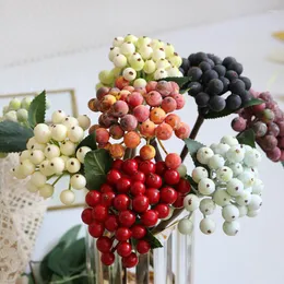 Decorative Flowers Artificial Berry Bouqute Fake Flower For Home Decor Garden Year 2023 Christmas Decoration DIY Vase Garland Accessories