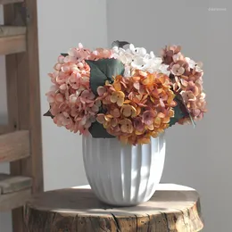 Decorative Flowers Artificial Flower Silk Hydrangea Fake Flores Autumn Color Bride Bouquet Home Decor Party Wedding Festival Supplies