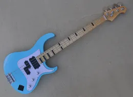 4 Saiten Sky Blue Electric Bass mit 21 Bünde Maple -Fingerplatte Zwei Eingänge können als Anforderung angepasst werden