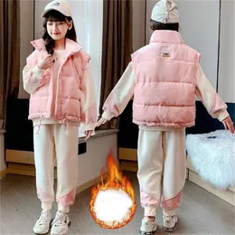 Girls' Set Autumn and Winter Sports Plush Thickened Children's Vest 3-piece Set GC1694