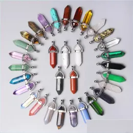 Charms Mode Naturstein Kristall Säule Charms Anhänger Pendum Säule Achate für Schmuckherstellung DIY Halskette Reiki Heilung Tropfen D DHTWX