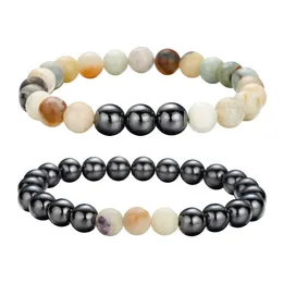 2 pz/set fili di pietra naturale braccialetti di perline per le donne uomini amante fascino fatto a mano gioielli energia yoga