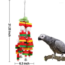 기타 조류 용품 21.25 인치 큰 앵무새 씹는 장난감 - 블록 매듭은 아프리카 회색 마카오를위한 케이지 소나무 견인을 찢습니다.