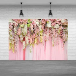 Party Decoration Pink Flower Wall Po Background Wedding Bridal Shower Pography Backdrop Decor Baby Portrait Studio